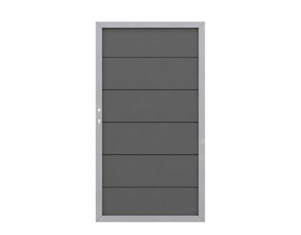 Tr. Design WPC Alu Tor anthrazit breite Profilbr. mit ALU-Rahmen DIN Li/Re Nr. 3766