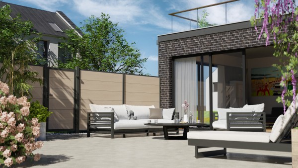 System WPC XL Zaun-Set mandel, anthr. Leiste Nr.3745