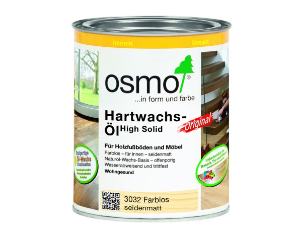 OSMO Hartwachsöl Farblos, seidenmatt 3032,  0,750 l