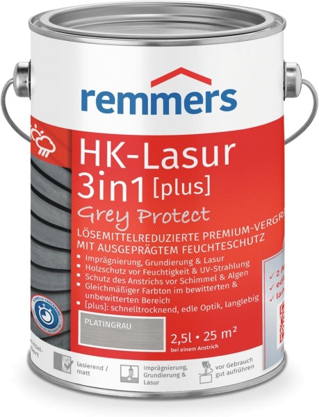 Remmers HK-Lasur 3in1 plus 2,5 ltr. platingrau